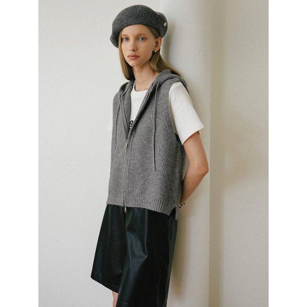 웜 터치 후드 니트 투웨이 집업 베스트_3color