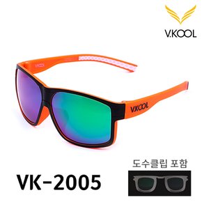 브이쿨 VK-2005 블랙 오렌지 편광 선글라스 도수클립 포함