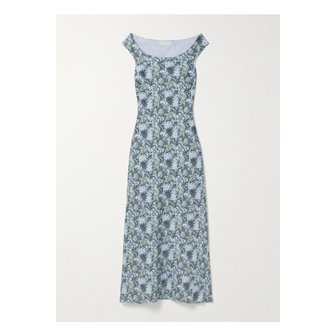 페이스풀더브랜드 페이스풀 베상 플로럴 프린트 리넨 미디 드레스 블루 1647597352524371