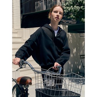 베이직하우스 여성 특양면 크롭 세미오버핏 후드 스웨트집업 LZJP0211