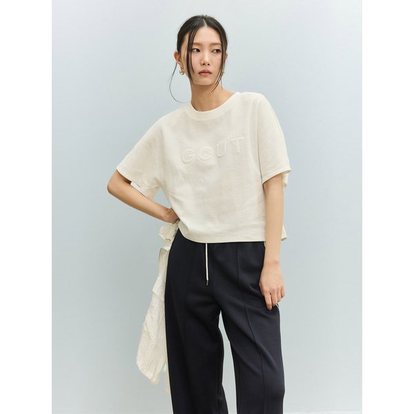 엠보 로고 숏 슬리브 티셔츠_화이트 7215240413