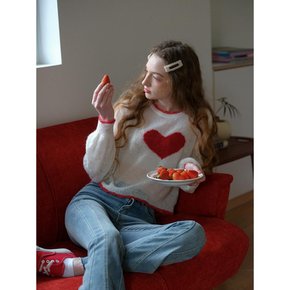 Cest_Red heart See-through Sweater