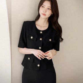 (~XXL까지) 새디 노카라 라운드넥 트위드 자켓 여름 하객룩 오피스룩 데이트 모임 미시 빅사이즈