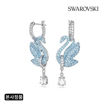 스와로브스키 [본사정품/쇼핑백증정] Swan 블루 로듐 드롭 귀걸이 5660593