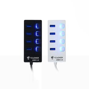 지클릭커 GHUB-S4 PLUS LED 개별 전원 스위치 USB 3.0 C타입 4포트 허브 화이트