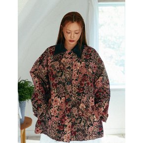 Flower Jacquard Half Jacket (wine)