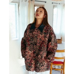 Flower Jacquard Half Jacket (wine)