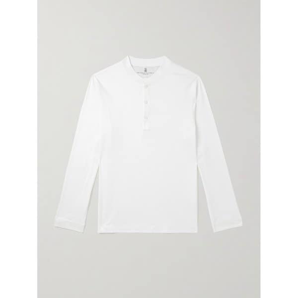 브루넬로쿠치넬리 슬림 코튼 저지 헨리넥 티셔츠 46376663162902665