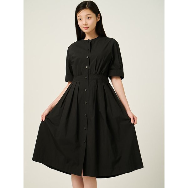 라운드넥 풀오픈 소매볼륨 원피스  블랙 (BF5771C015)