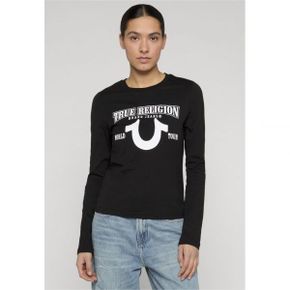 True Religion 트루 종교 긴소매 티 슬림 핏 - 상의 검은색 8069665