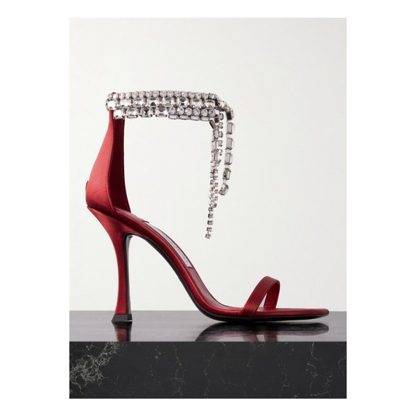 베리티 크리스털 장식 새틴 샌들 100mm 레드 46376663162853145
