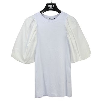 MSGM 여성 포플린 슬리브 크루넥 반팔 티셔츠 3041MDM75 217298 01 WHITE [MGC057wh]