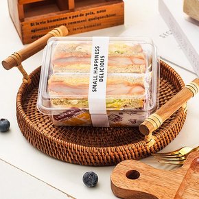 100개 투명 PET 하프 커팅 2칸 샌드위치 용기 케이스