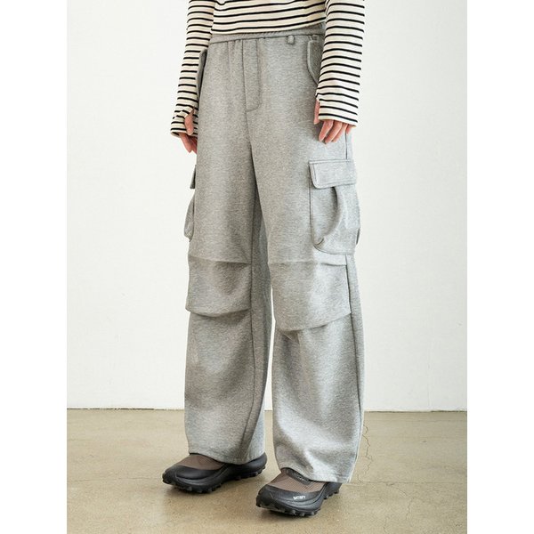 EUG 커브드 파라슈트 카고 스웻 팬츠_멜란지