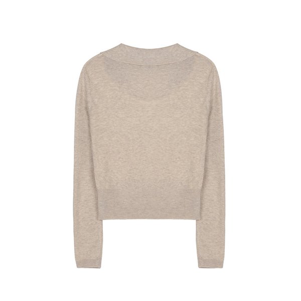 NATURAL LAYERED DEEP V KNIT_CREAM OATMEAL