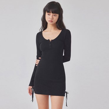 탑걸 RIBBED RIBBON MINI DRESS_T416DS501(BK)