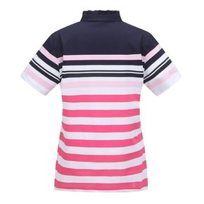 여성 하프넥 컬러배색 스트라이프 티셔츠 ALM0KH94_NV