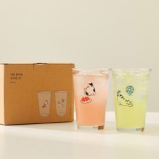 ON L 여름 좋다냥 유리컵2p 350ml