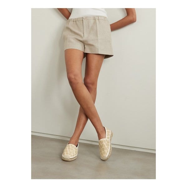 가죽 트리밍 자카드 우븐 라피아 에스파드리유 베이지 1647597333304710