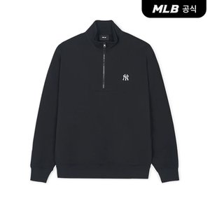 MLB [코리아공식]베이직 스몰로고 반집업 맨투맨 NY (Black)