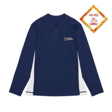 내셔널지오그래픽키즈 K252URG460 반집업 그래픽 래쉬가드 NAVY