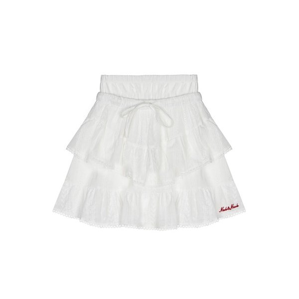 PUNCHING LACE RUFFLE MINI SKIRT_BLACK