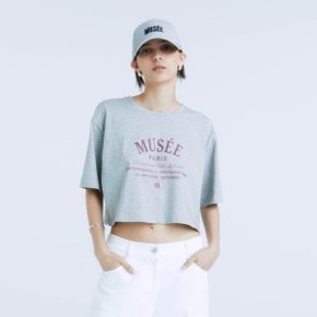 LOGOS Musee Paris Graphic Crop T-shirt_M.Gray