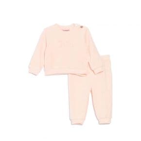 키즈 Juicy Couture 로고 벨루어 스웨트셔츠  조거 팬츠 바지 세트 - 핑크 9579731