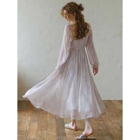 Cest_Floral lantern sleeve chiffon dress