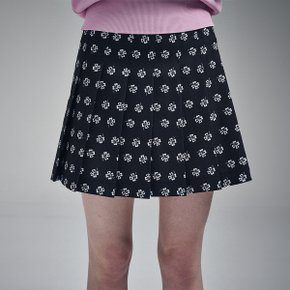 [마르디메크르디악티프]PLEATS MINI SKIRT ALL OVER CLOVERMARDI PRINTED_BLACK IVORY