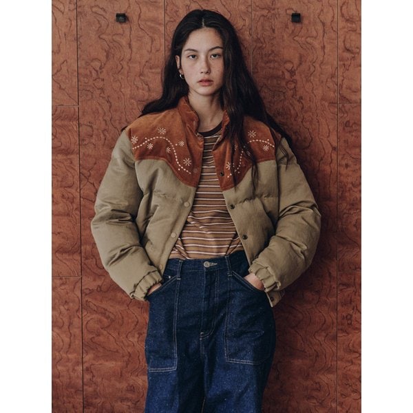 Western Puffer Jacket Beige_F254JP06