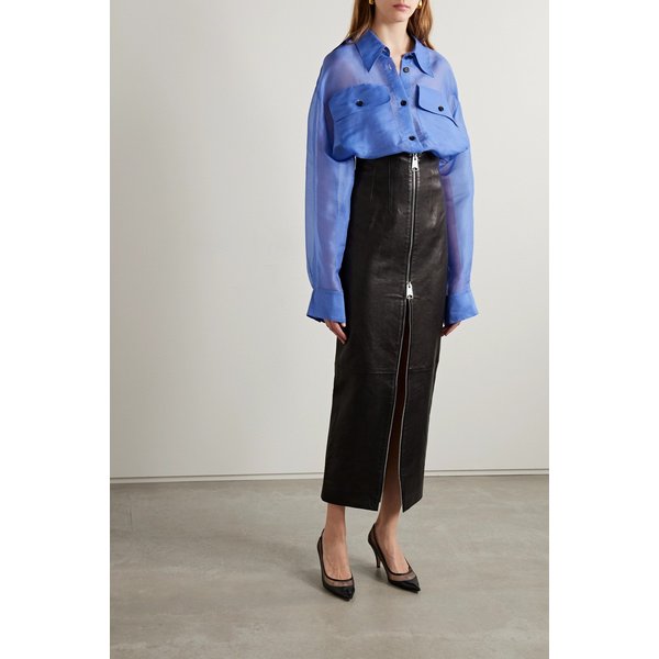 케이트 마사 오버사이즈 실크 오간자 셔츠 블루 1647597325519101