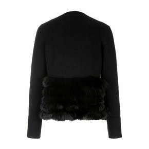 Fur Detail Knit Cardigan Black