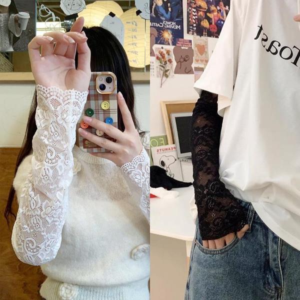 확대된 대표 [큰손할인] 레이스슬리브 시스루 시원한 팔토시 쿨토시 골프 여성 레이스장갑 여름 암슬리브 운전장갑(1)