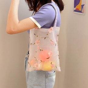 쇼퍼백 여성 숄더백 장바구니 뜨개가방 핑크플라워