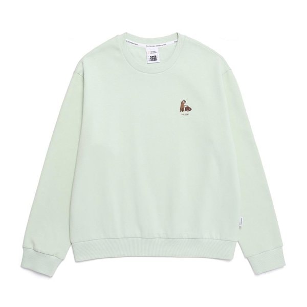 [여주점] N251WSW040 여성 동물와펜 세미오버핏 크롭 맨투맨 MINT