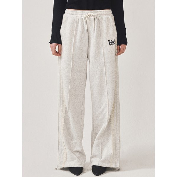 BUTTERFLY LACE SWEAT PANTS_MELANGE