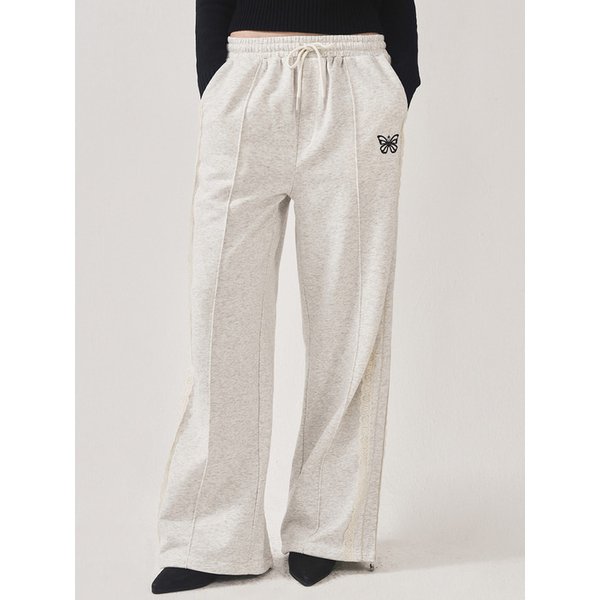 BUTTERFLY LACE SWEAT PANTS_MELANGE