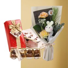 캔디 래빗 꽃다발+벨기에 초콜릿 선물 꽃다발 발렌타인데이 화이트데이 생일 프로포즈 꽃배달
