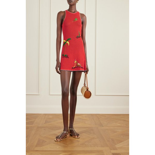 스타우드 마레아 자수 오픈 니트 미니 원피스 46376663162985443