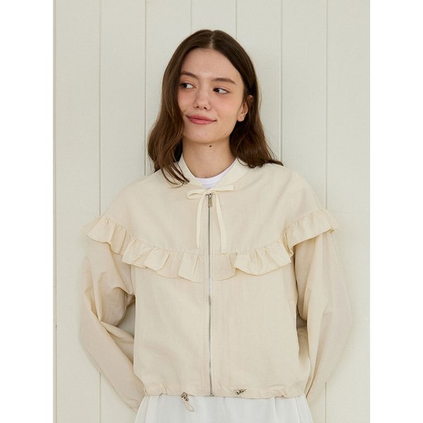 PETITE V-FRILL WIND BREAKER_CREAM
