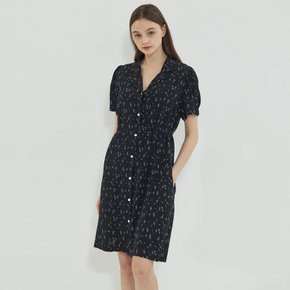 Heart Collar Shirt Dress Black