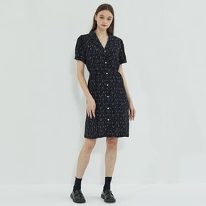 Heart Collar Shirt Dress Black