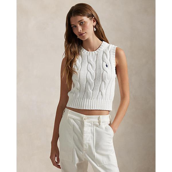 여성 케이블 니트 코튼 크롭 베스트(WMPOSWENC021163100)