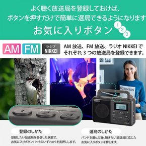 AudioComm NIKKEI AMFM PLL FM 옴 전기 라디오 테이블보 라디오 단파 방송 알람 레트로 휴대용