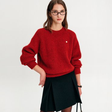 룩캐스트 벨라 울 라운드 니트_레드 / BELLA WOOL ROUND KNIT_RED
