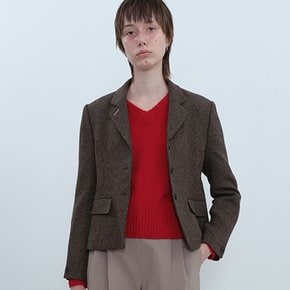 3-BUTTON CROPPED WOOL JACKET_BROWN