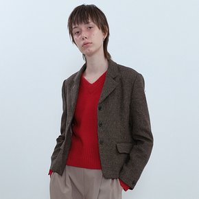 3-BUTTON CROPPED WOOL JACKET_BROWN