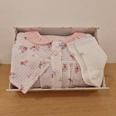 [25S/S출산선물]PK)부케 플라워 7부우주복&베이직 골지단말세트(35370-041-08*35114-810-01)