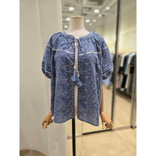 [부산점] 앞오픈 테슬 블라우스(PR2WB00504)
